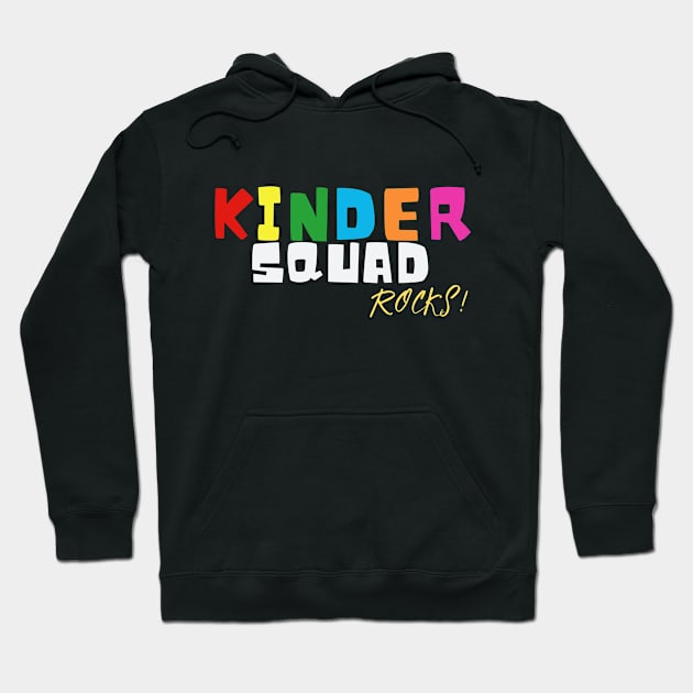 Kinder Squad Rocks Back to School Kindergarten Kids Hoodie by AimArtStudio